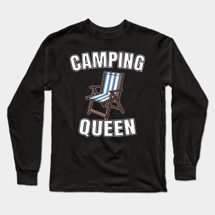 Funny Camper Camping Queen Hiking Outdoor Gift Long Sleeve T-Shirt